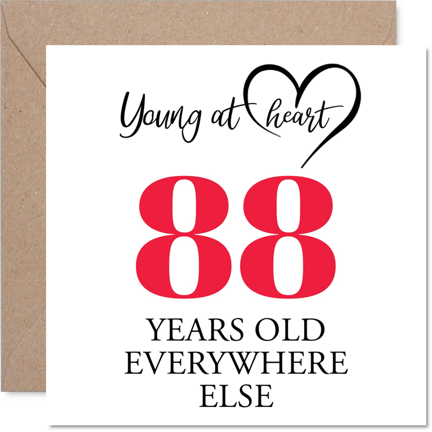 88th Birthday Cards for Women Men - Young at Heart - Happy Birthday Card for 88 Year Old Woman Man Auntie Nanny Nan Wife, 145mm Bday Greeting Cards