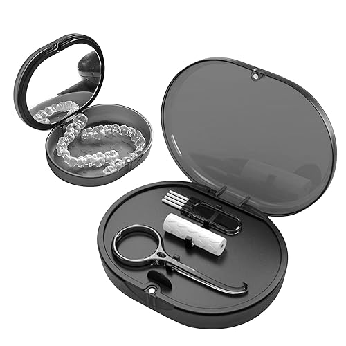 Caja de retención de aparatos ortopédicos, con estuche de retención de ortodoncia espejo, contenedor de retención parcial para la boca, caja de