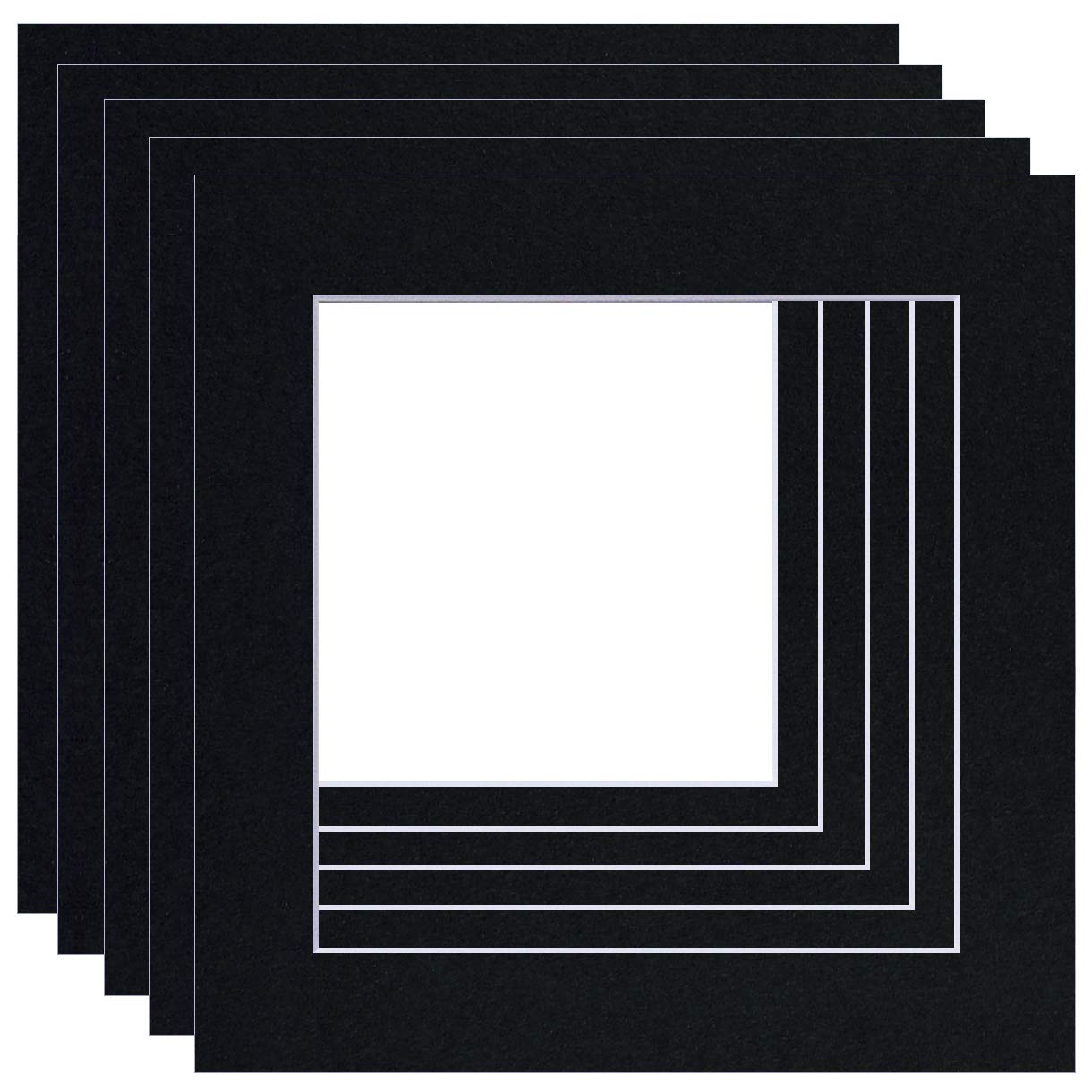 Picture Mounts, Pack of 10, Choice of Size & Colour [Black (White-core), 10 pcs, 11 x 11 to fit 8 x 8]