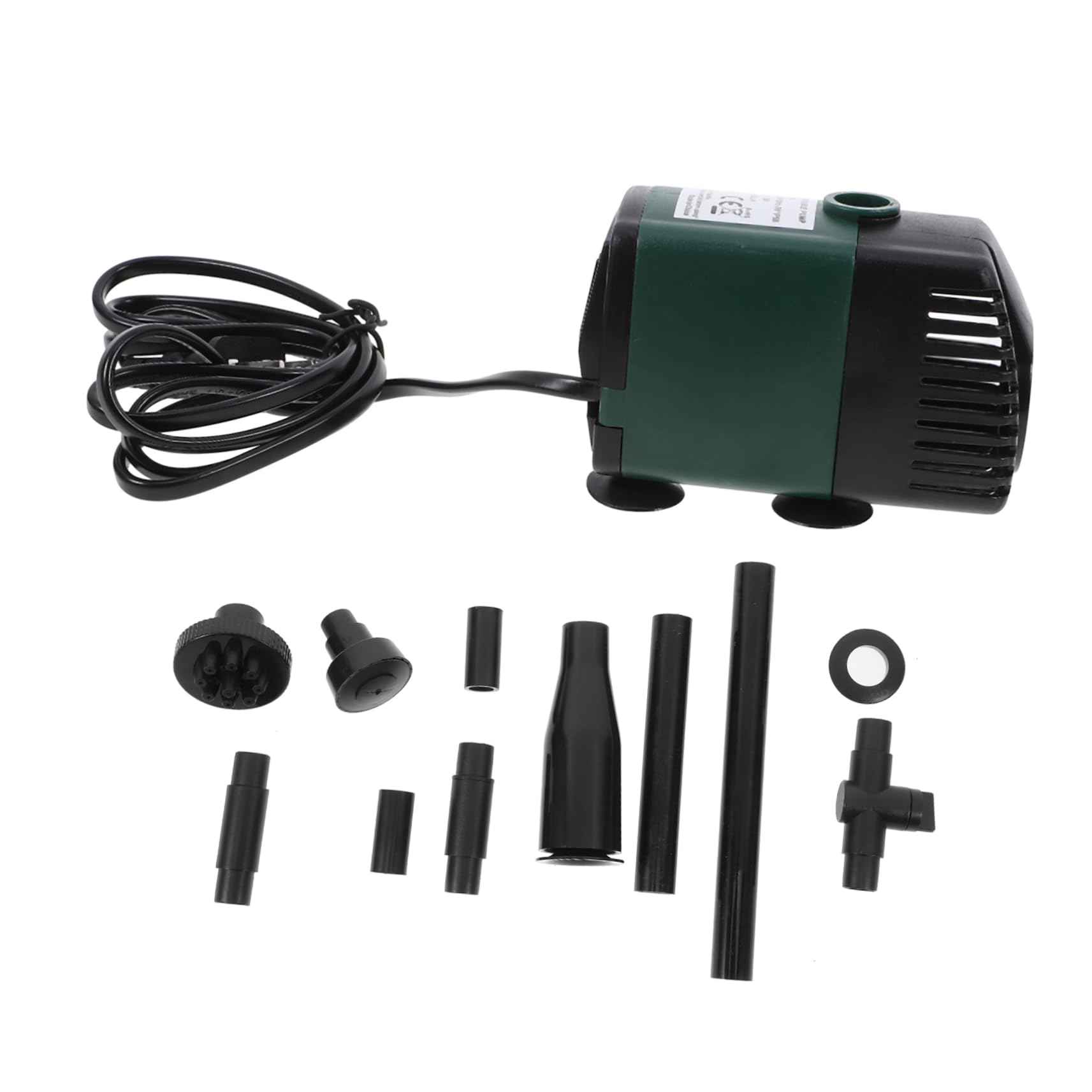 FONDOTIN 1Set Submersible Fountain Pump for Outdoor Hydroponics and Aquariums Nozzles US Plug Water Circulation Pump with Suction Cups for Fish Tank