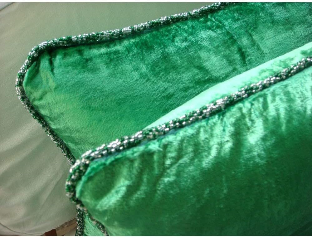 The HomeCentric Decorative Pillow Cover, Decorative Emerald Green Euro Shams 26x26 inch (65x65 cm), Velvet Euro Size Pillow Covers, Solid Color, Contemporary Euro Pillow Shams - Green Shimmer