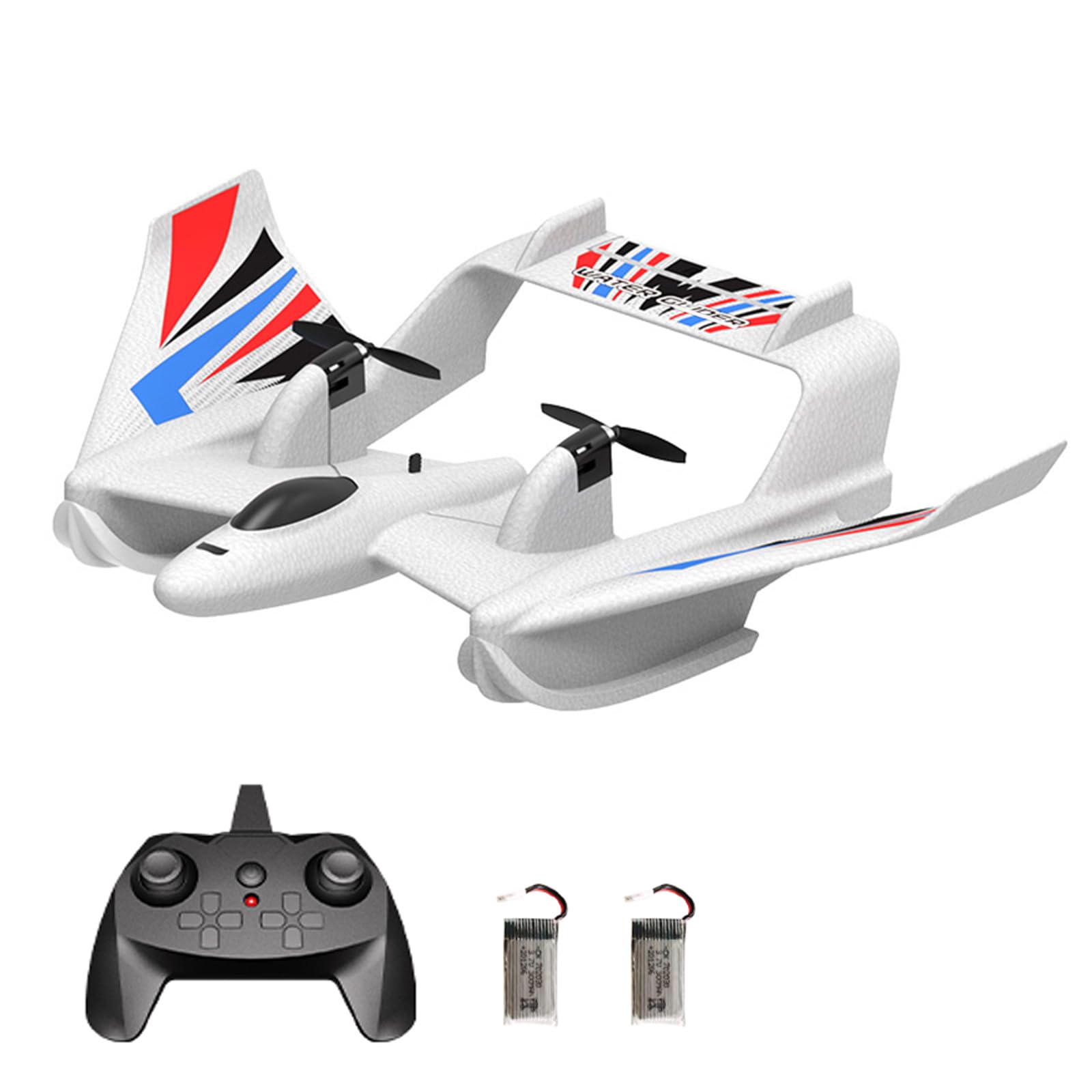 GoolRC RC Plane Remote Control Airplane, 3 in 1 Water Land Air RC Airplane, 2.4GHz 2CH RC Aircraft, RC Glider with Gyroscope and Stunt Flying, 2 Batteries for Beginners, White