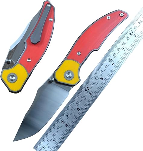Miniatura 1 de TWOSUN D2 Blade Folding Knife Red G10 Titanium Handle Outdoor Camping Hunting TS416