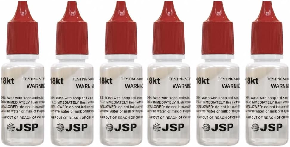 Gemtone Gold Testing Kit, 18K Purity Testing Solution, 6 Bottles, Jewelry and Precious Metal Analysis