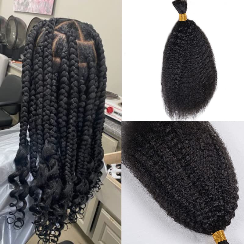 10inch Curly Virgin Human Hair Bulk for Braiding No Weft Micro Braids Brazilian Remy Human Hair Bulk Extension 100g/Bundle Natural Black Weaving Extensions 1Bundle