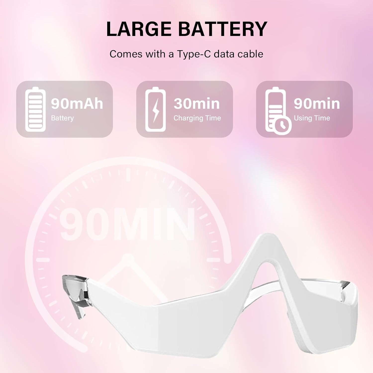 Red Light Therapy Device, 2 Modes Beauty Glasses Device with Eye Massage