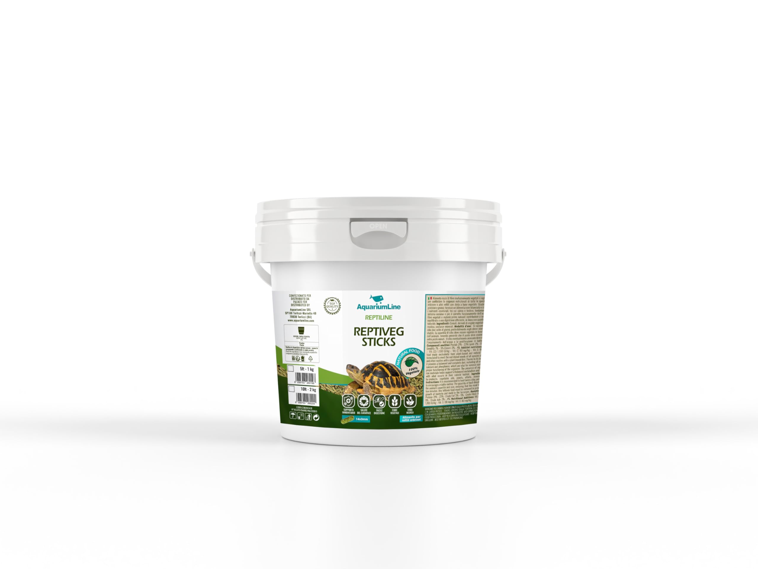 AquariumLine Reptiveg Sticks - alimento base per tartarughe terrestri e rettili erbivori vari formati (10L/2KG)