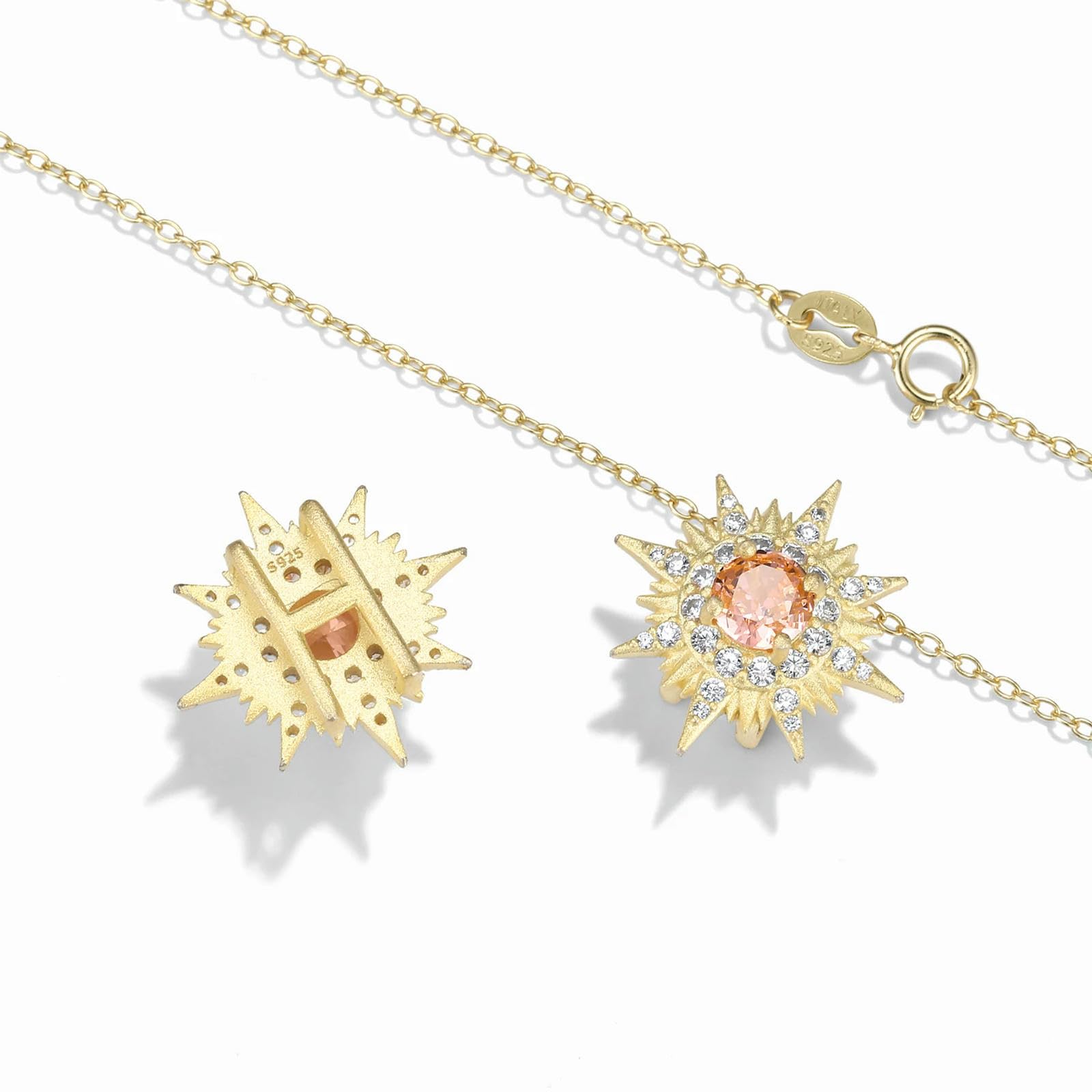 Collana Con Ciondolo In Pietra Ad Alto Contenuto Di Carbonio Con Esagramma Alba Scintillante In Argento Sterling 925, Regalo Di Compleanno Per Donna Per Gioielleria Raffinata