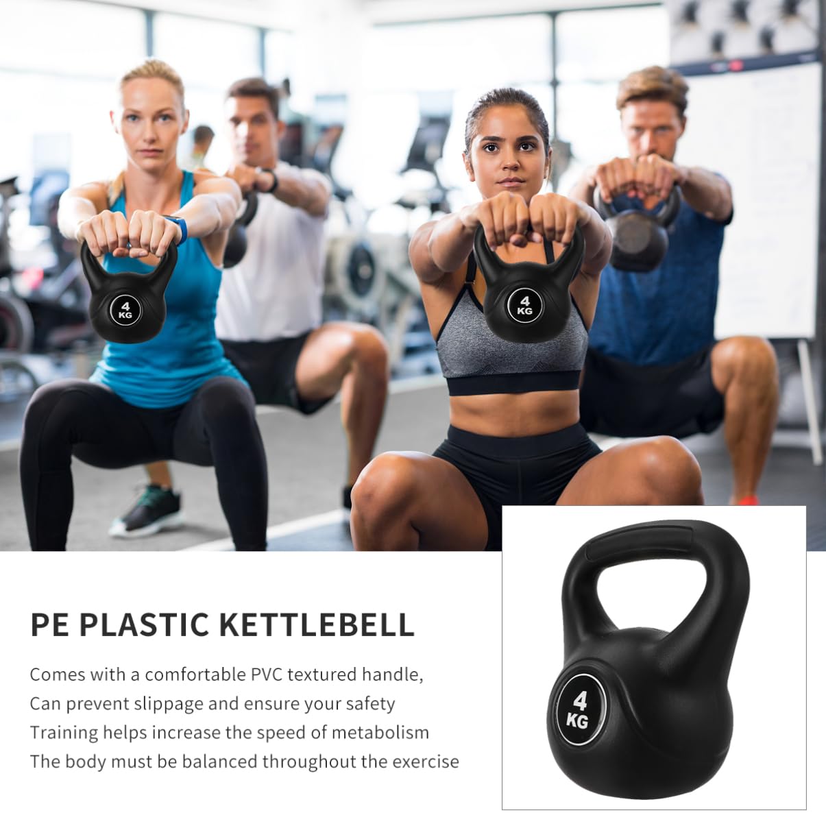 SUPVOX 4kg Plastic Kettlebell Kettlebell Handle Strength Training Metabolic Rate Improvement Endurance Enhancement