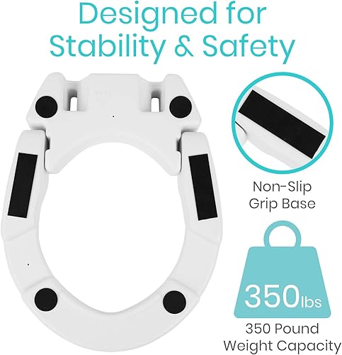 Miniatura 3 de Vive Elevador de asiento de inodoro, mango elevado (fácil de limpiar) para personas mayores, ancianos, discapacitados - Funda de cojín para silla de