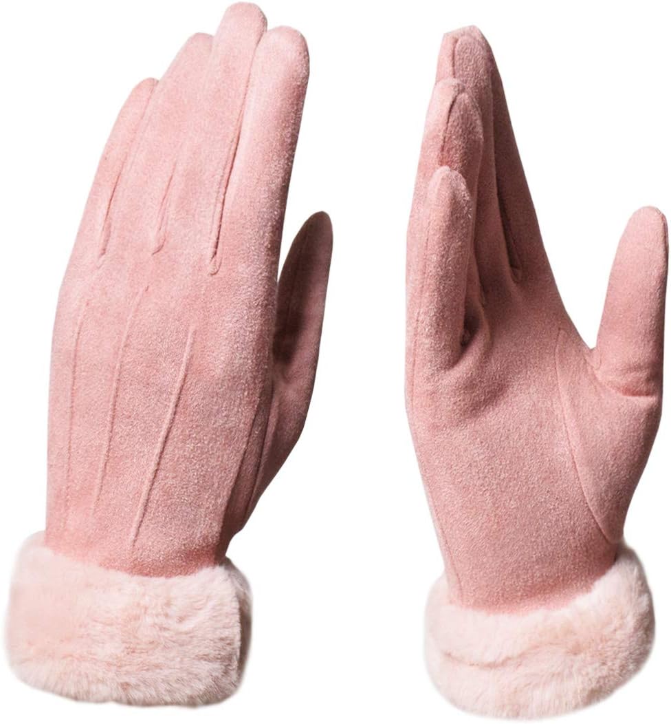 KXF Womens Winter Warm Touchscreen Suede GlovesThick Thermal Soft Fleece Lining Texting Driving Classic Mittens