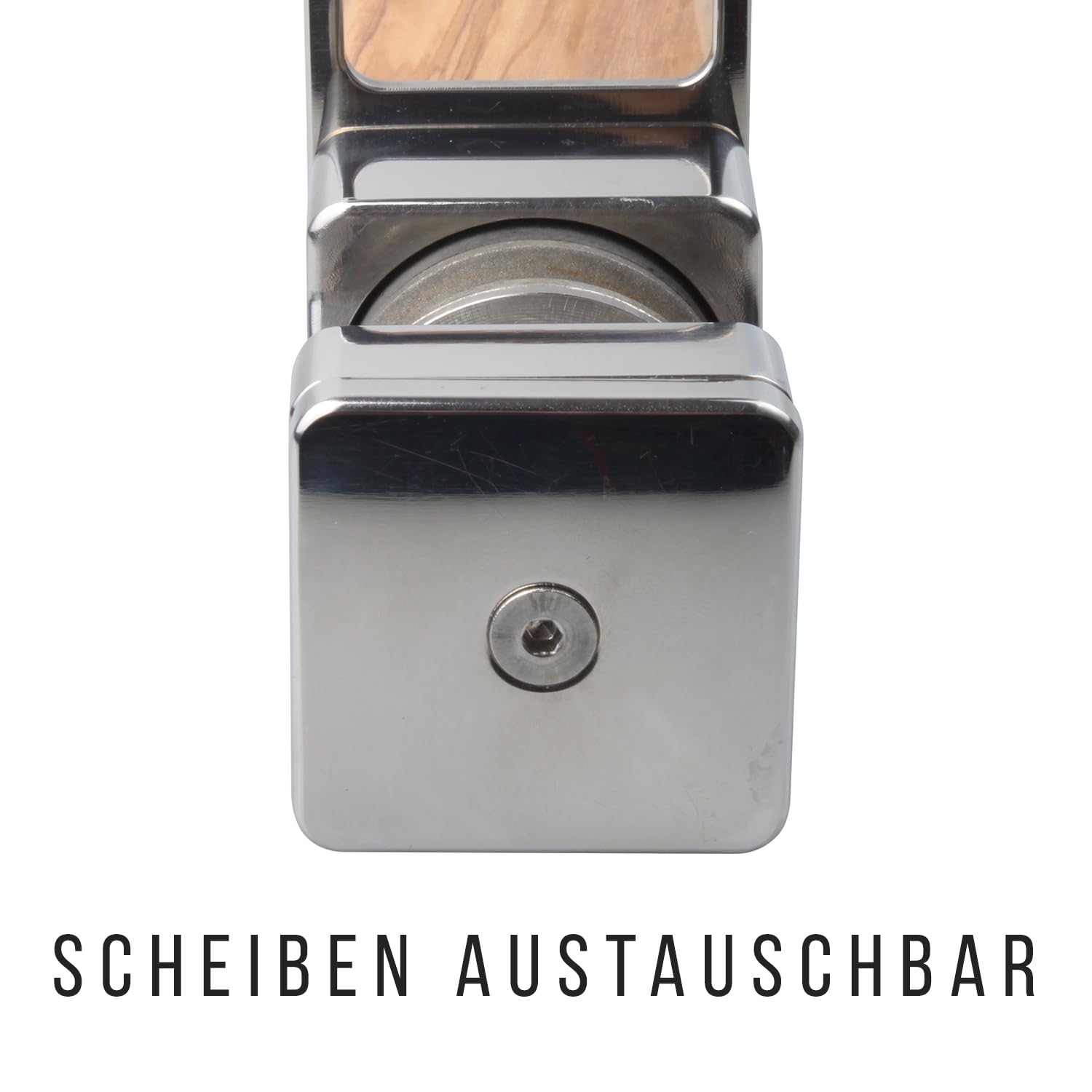 Diamant Messerschärfer Edelstahl & Olivenholz - Handveredelt - Nass & Trocken Schliff -  Diamantscheiben austauschbar - Profi Messerschleifer für Küchen, Wellenschliff, Keramik & Damastmesser