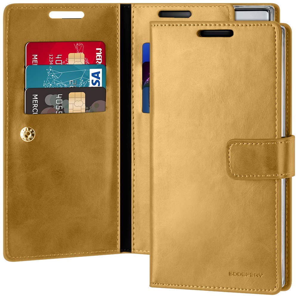 GoosperyMansoor Wallet for Samsung Galaxy Note 10 Case (2019) Double Sided Card Holder Flip Cover (Gold)