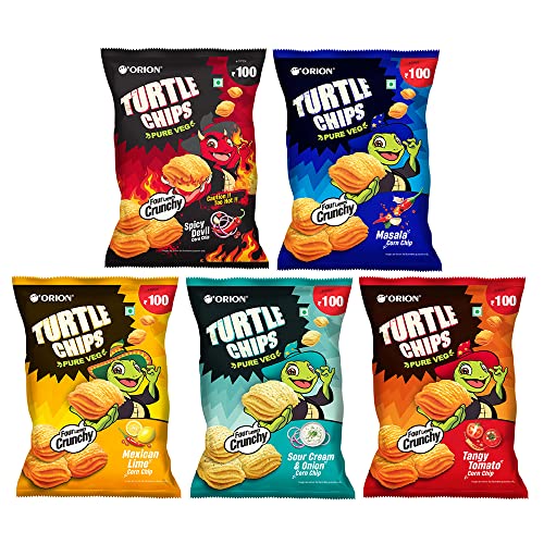 Orion Turtle Chips Corn Chips Party Pack 5 Flavors (Masala, Tomato