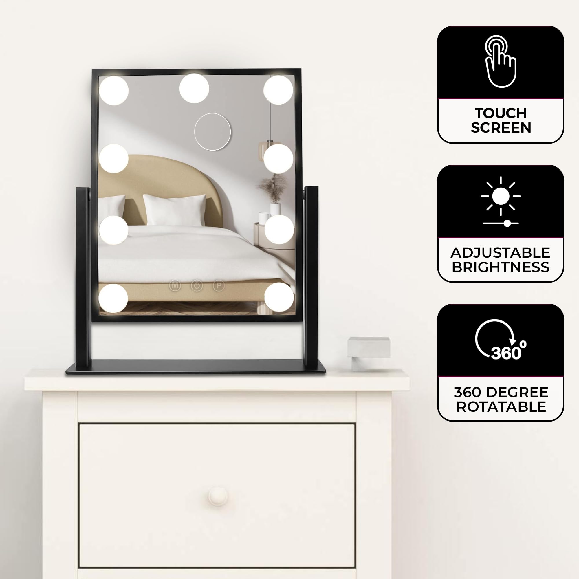RELAX4LIFE Specchio da Bagno 80x60 CM con Illuminazione a 3 Colori e