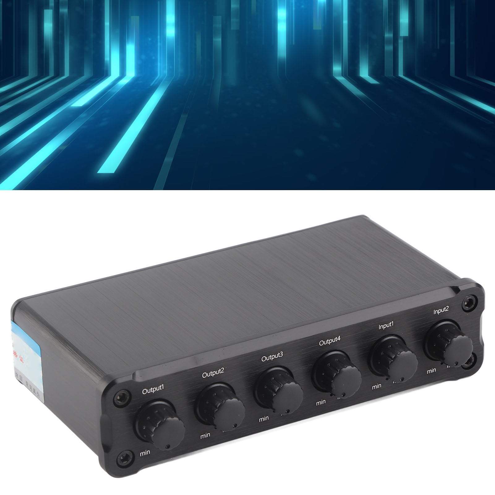 Selektor Głośników Stereo 2 na 4 Wyjścia z regulacją Głośności, Przełącznik Audio RCA, Zbalansowany Konwerter Audio, Skrzynka Rozdzielcza Selektora Audio dla (wtyczka UE)