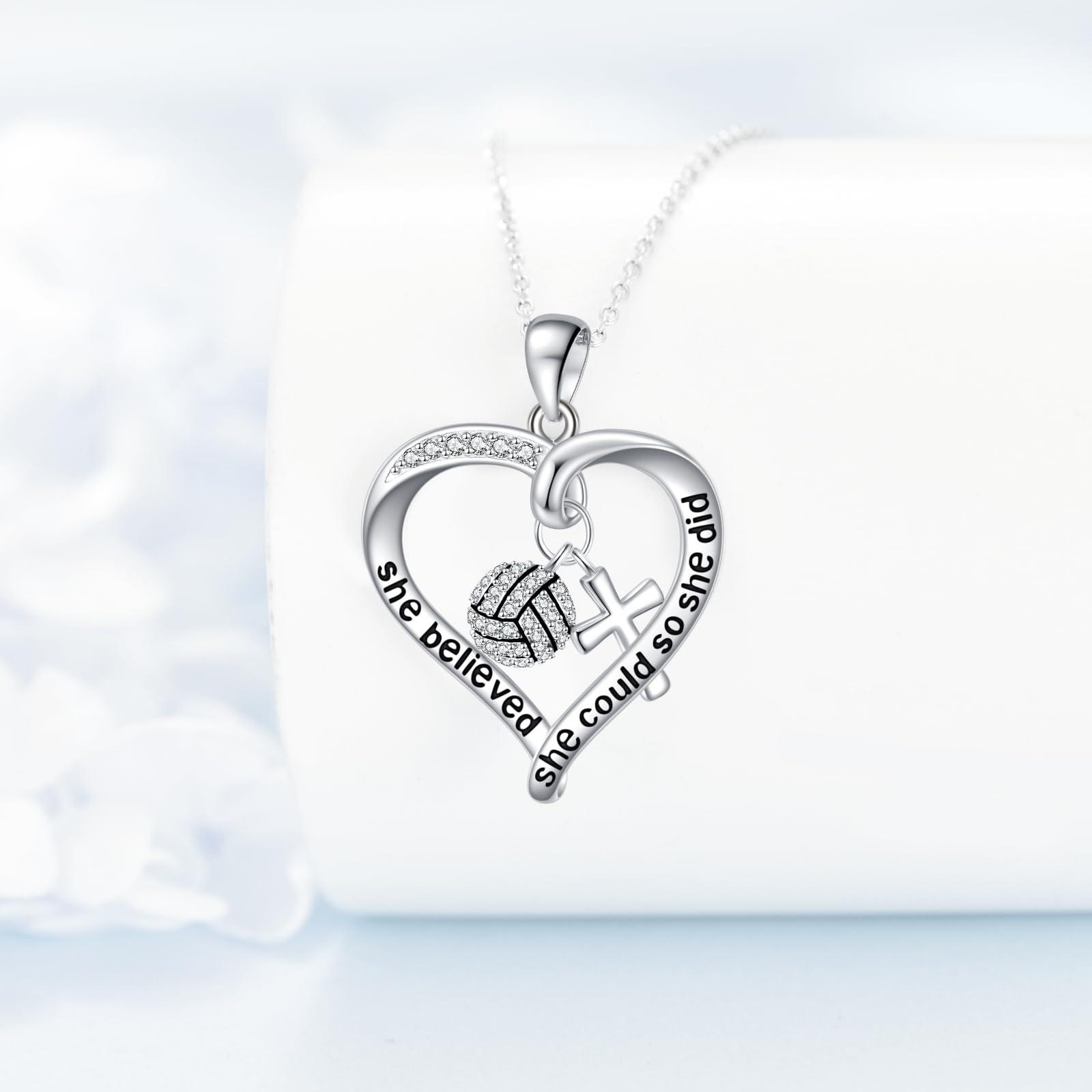 DAYLINLOVE Łańcuszek do siatkówki, srebro wysokiej próby 925, siatkówka, łańcuszek na szyję, biżuteria do siatkówki, prezent dla kobiet i dziewcząt, eine Größe, Srebro szterlingowe, Bez kamieni