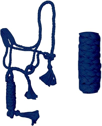 RESISTANCE Mule Tape Halter - Tamaño de caballo con correa de 10 pies - Varios colores (negro, morado, rojo, blanco, azul real)
