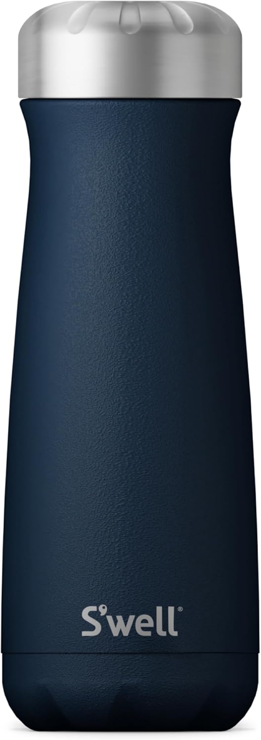 S'well Stainless Steel Traveler, 20oz, Azurite, Triple Layered Vacuum Insulated Containers Keeps Drinks Cold for 36 Hours and Hot for 15, BPA Free, Easy Carrying On the Go Azurite 16 Ounces