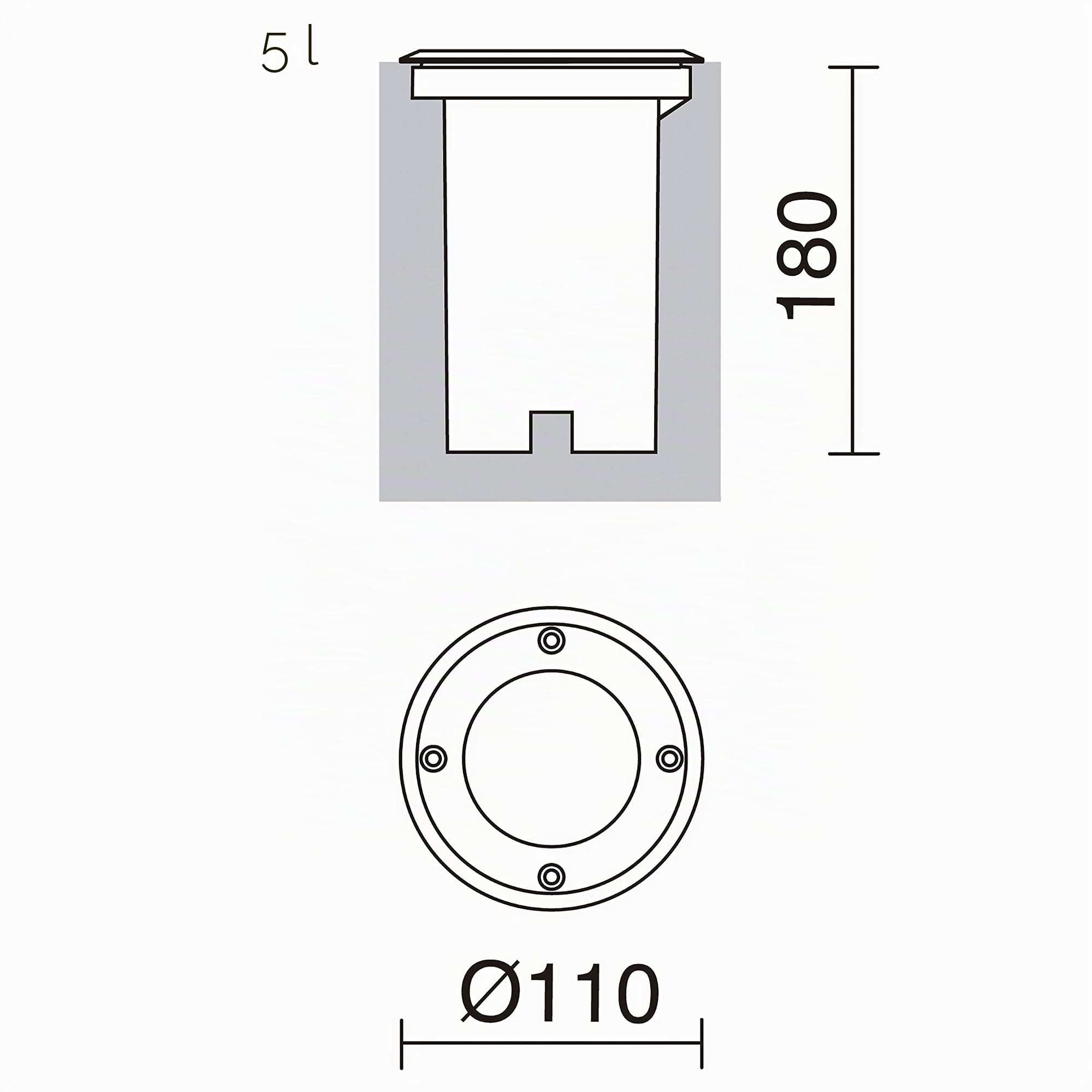 Empotrable de suelo BORA para exterior IP67, empotrable para exterior moderno de diámetro ø11 cm para pasillos, caminos o senderos, patios o zonas de paso, GU10 4,5W, inox