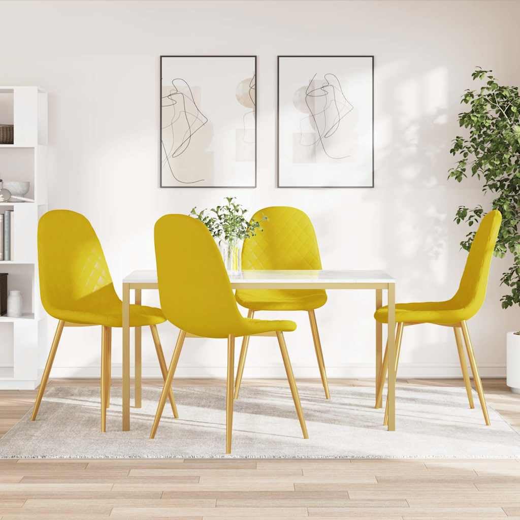 Lot de 4 Chaises à Manger Jaune Moutarde Velours