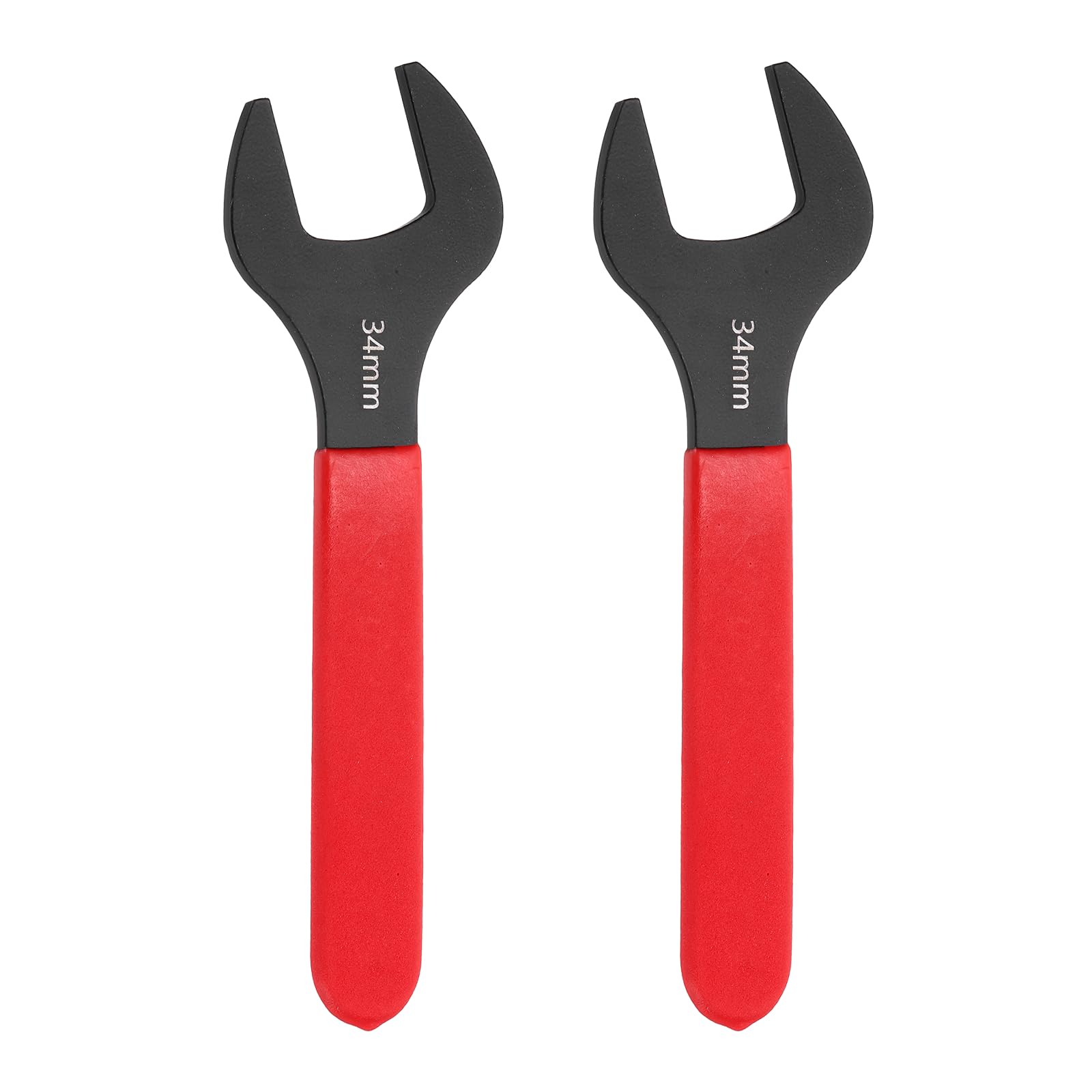 sourcing map 2Pcs Super Thin Single Open End Wrench 34mm Metric Carbon Steel Slim Wrench 15 Degree Angle Open Ended Ultra Thin Mechanic Spanner with Plastic Handle for Tight Space, Red