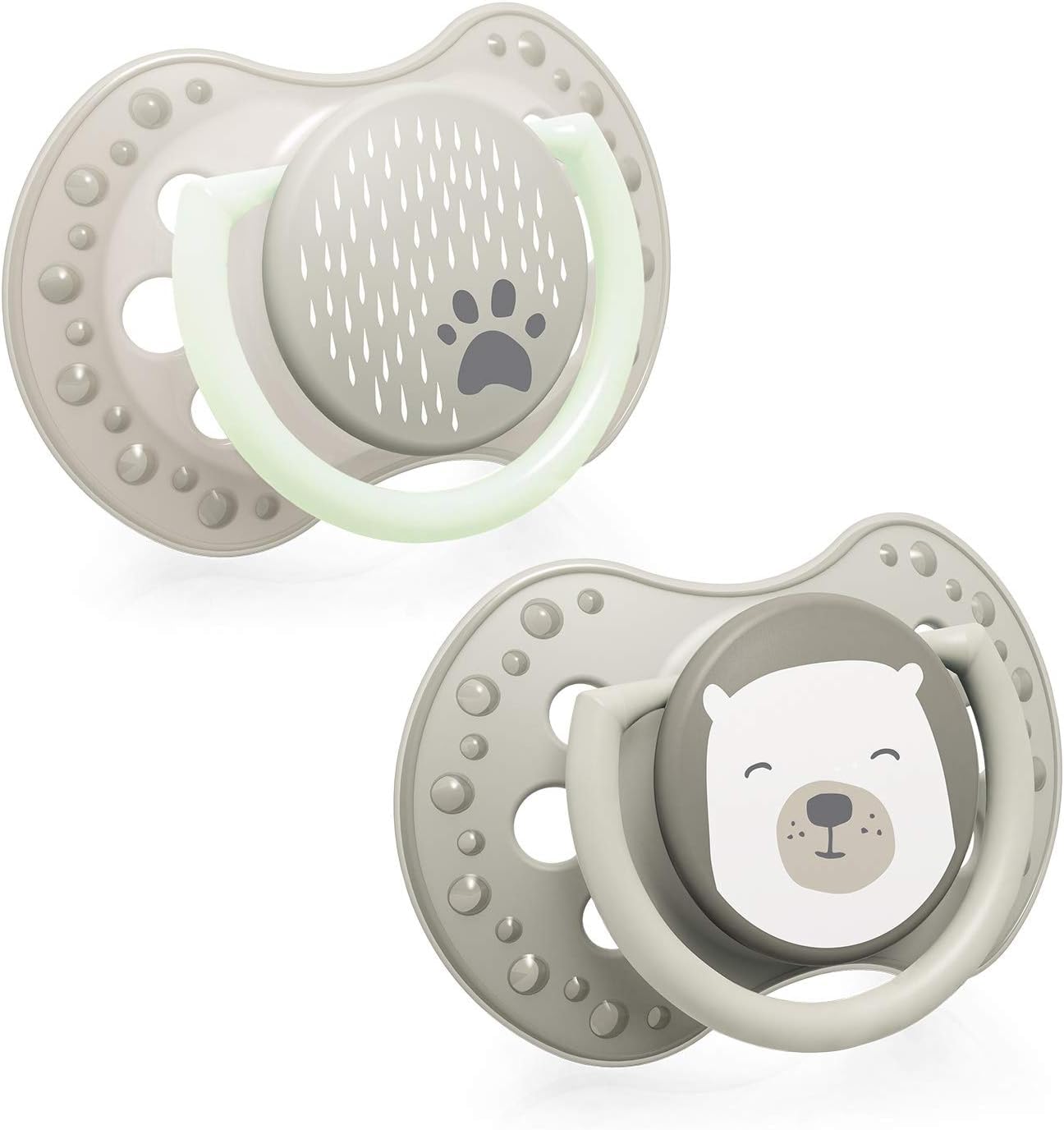 Lovi Ciuccio 3-6 Mesi, Succhietti Bimba Con Tettarella In Silicone, Suggerimento Dinamico, Collezione Buddy Bear, 2 Pezzi, Grigio-image