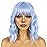 LANCAINI Short Bob Wigs with Bangs for Women Loose Wavy Wig Curly Wavy Shoulder Length Bob Synthetic Cosplay Wig for Girl Colorful Costume Wigs (Light Blue)