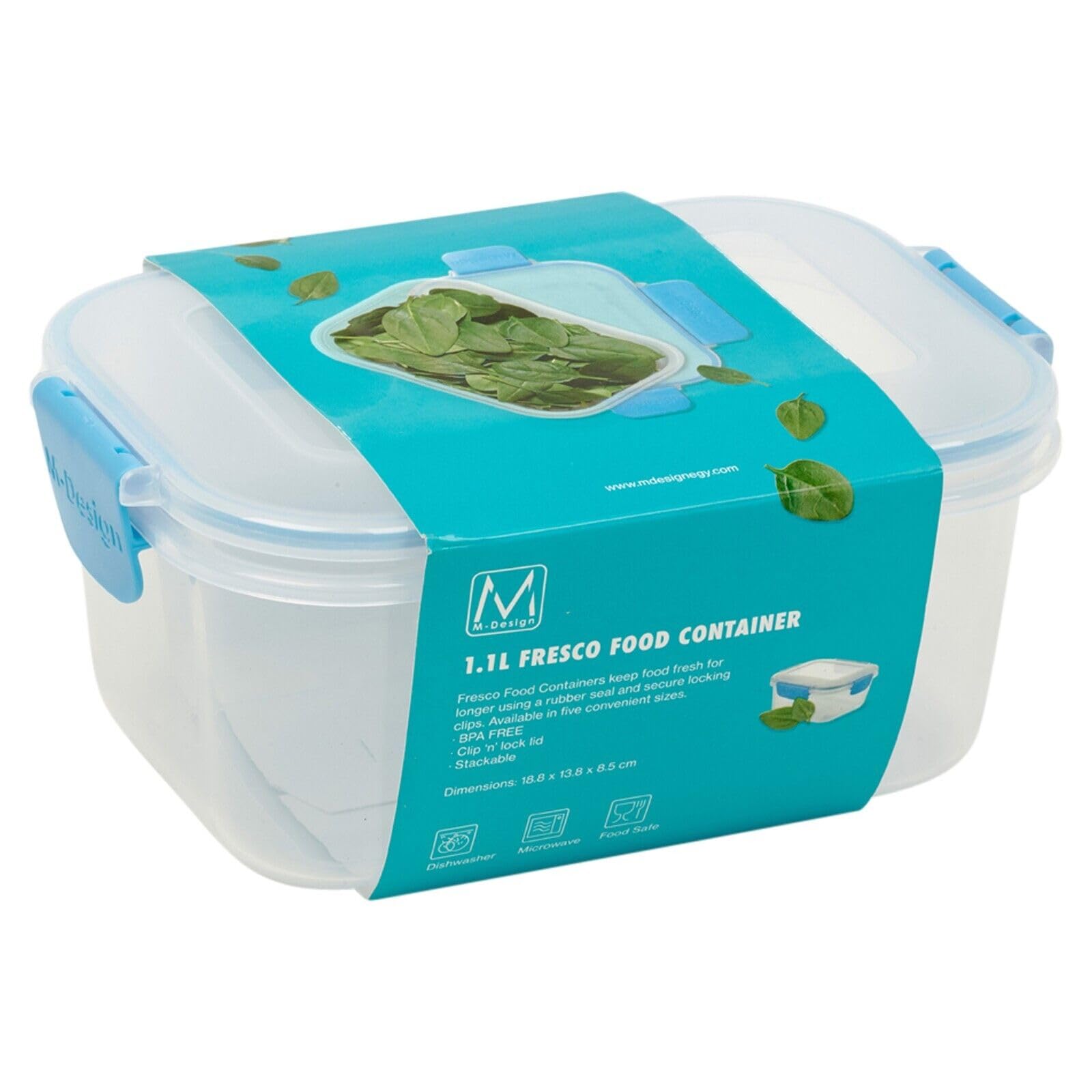 Urbn-Chef Blue Food Plastic Storage Container Airtight Seal Clip 'N' Lock Lid Dishwasher Safe