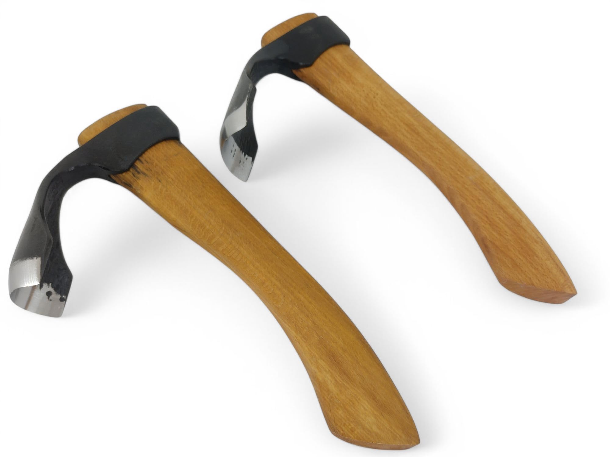 Set aus 2 Holzschnitz- und Holzarbeits-Schalen-Dechseln – Große & Kleine Gebogene Dechsel mit Außenfase