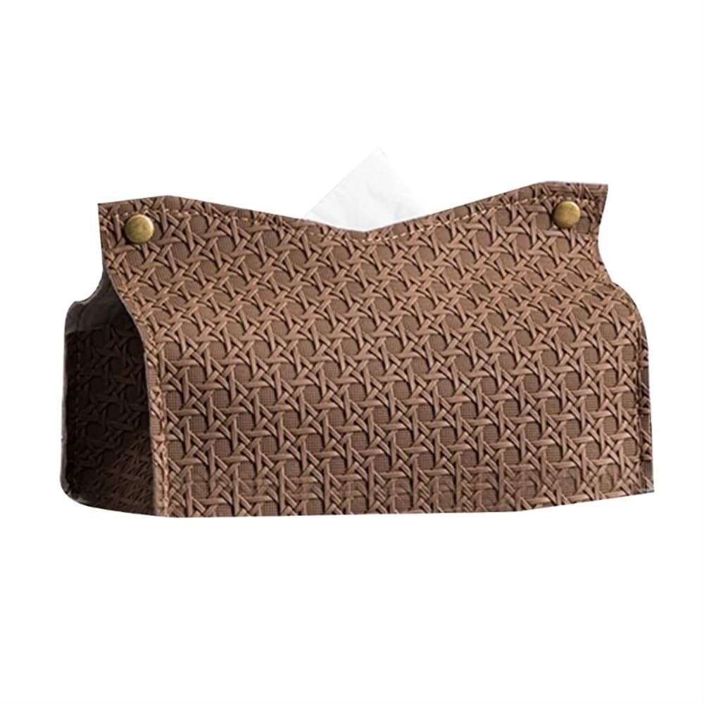 Aimanqi Coffee Rectangle Tissue Box Cover Holder Modern Pu Leather Napkin-Holder Decorative Household Paper Storage Box(Coffee)