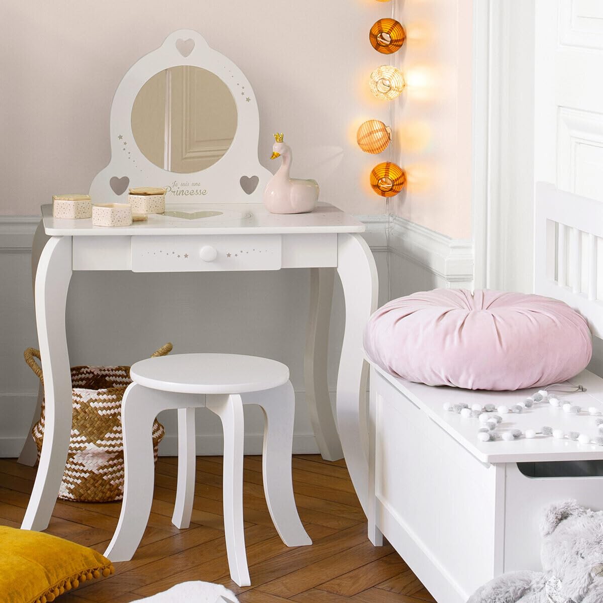 ATMOSPHERA CREATEUR D'INTERIEUR - Tavolino e sgabello per bambini Demoiselle bianco L71,5 cm