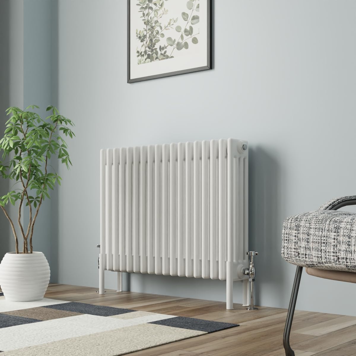 Nrg White Cast Iron Radiator Four Column 600X830mm Gloss