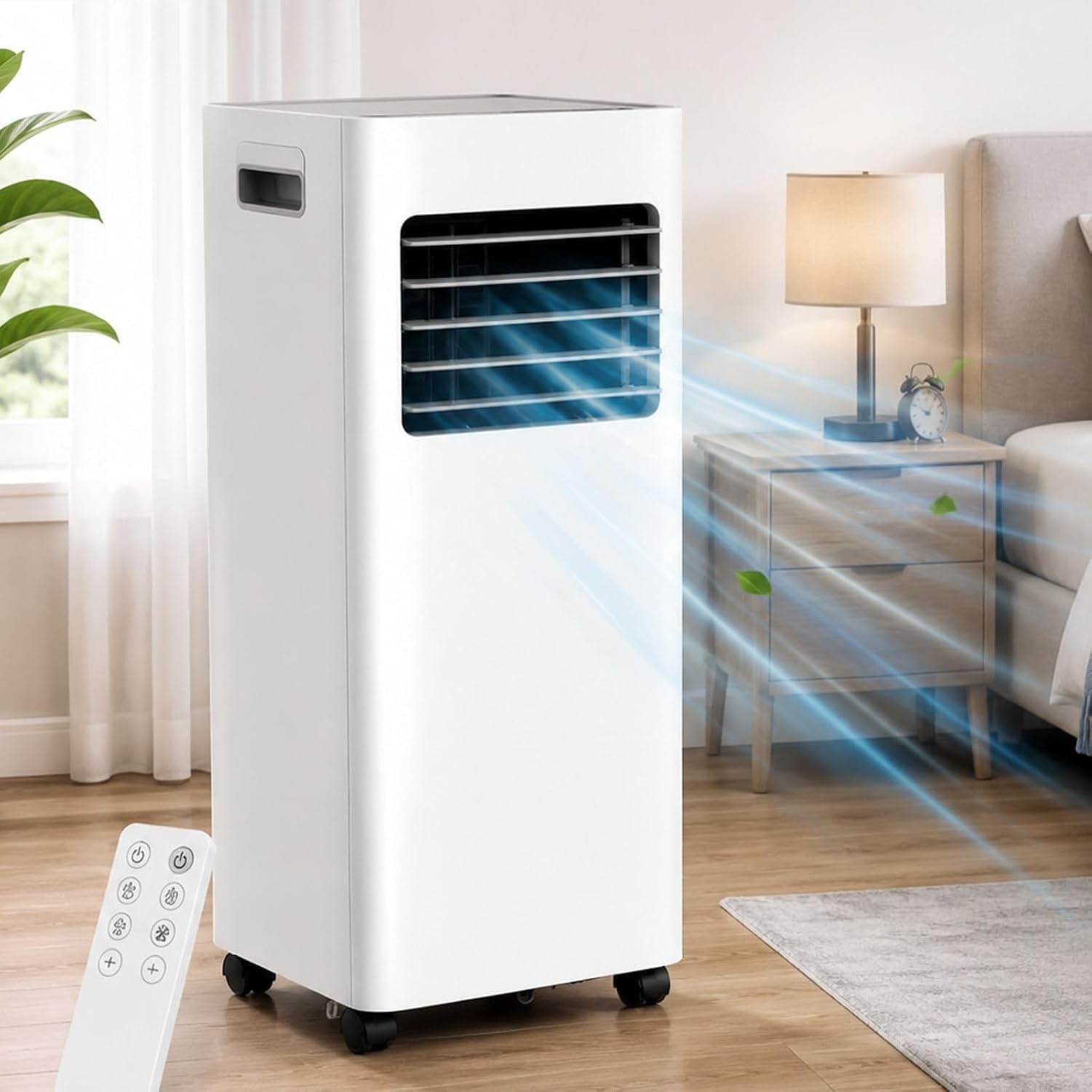 Climatiseur Mobile 1800W Raffraîchissement Rapide pour Pièce Bureau | 3-en-1 Froid Déshumidification Ventilateur, 2 Vitesses, Télécommande, Programmation 24H
