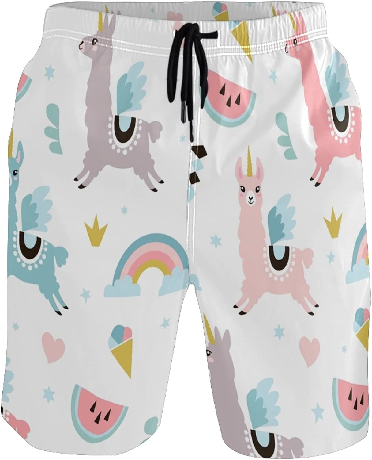 Llama Swim Trunks Men Funny, Fun Swim Trunks Guys Board Shorts,Llamas