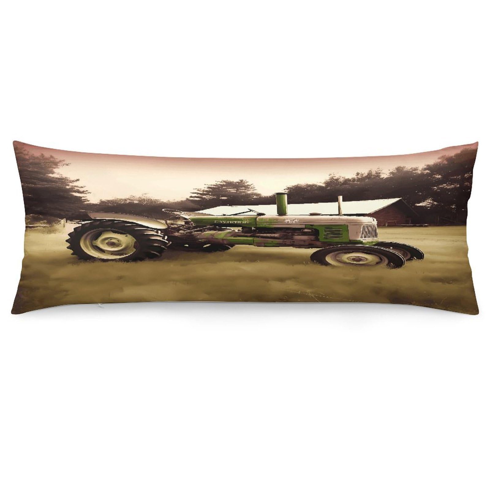 Old Tractor Photo Farm Throw Pillow Cover Soft Lumbar Pillow Covers with Zipper Breathable Rectangular Cushion Case Polyester Pillow Case Decorative Body Pillow Cover for Couch Bed