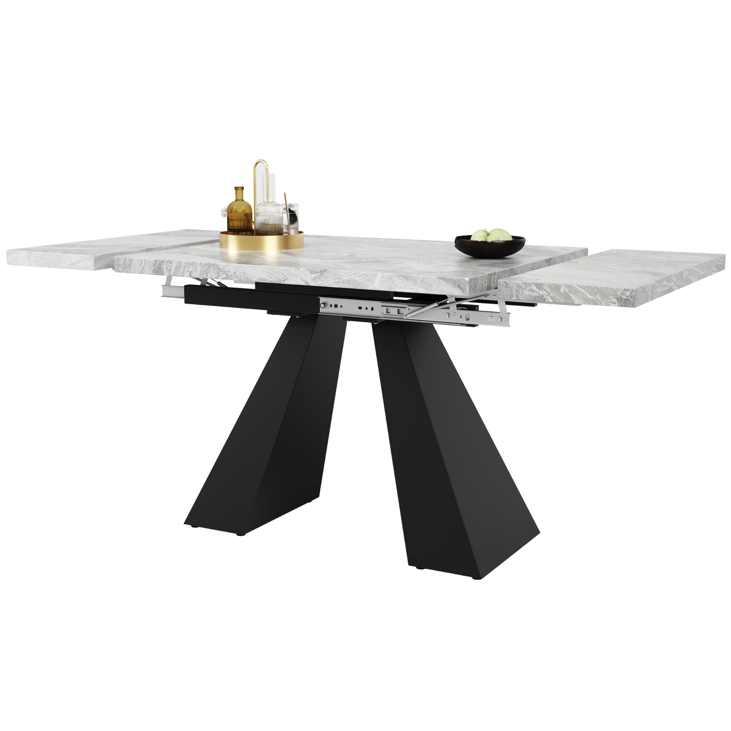 Mesa de comedor telescópica (99-159 x 74 cm), ahorra espacio, amplia superficie de trabajo, diseño flexible, para oficina en casa y salón (gris)