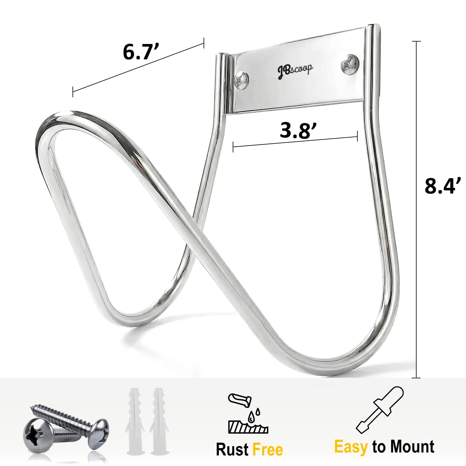 JBscoop Soporte de manguera de jardín de acero inoxidable pequeño para montaje en pared, ideal para agua, aire, manguera hidráulica, cuerdas, cables de extensión, resistente y a prueba de óxido, juego