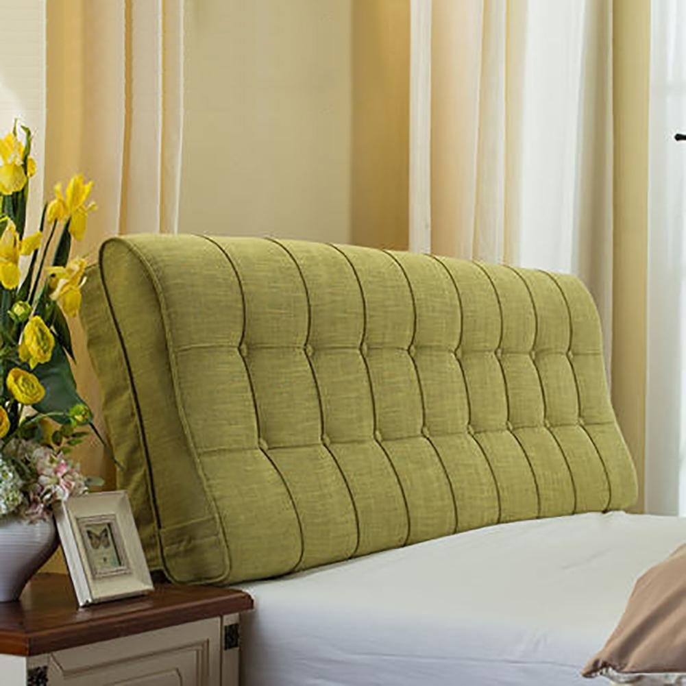 FLHSLY Bedside soft bag double bed cushions pillow bed sponge S-shaped surface of the waist solid color cloth cushion, green, 1.9m