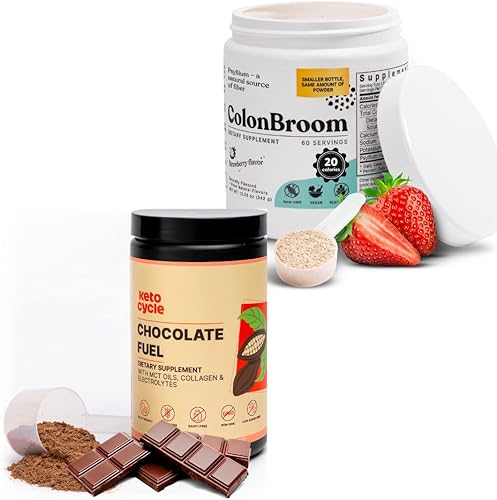 ColonBroom Polvo de cáscara de psyllium + polvo de proteína de colágeno de ciclo keto con aceites MCT y electrolitos en polvo, 2 artículos,