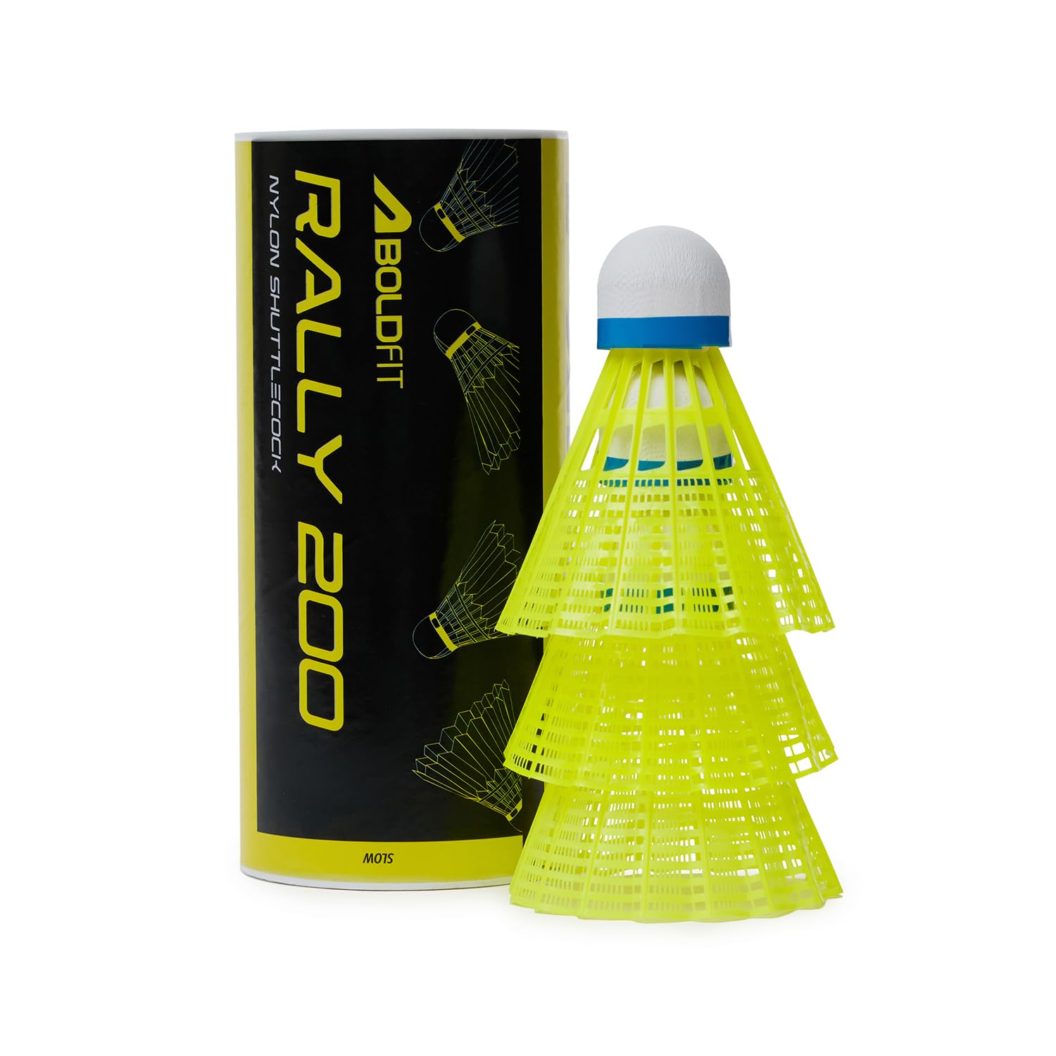 Boldfit Badminton Shuttlecock Set 3pcs High Durability Badminton Nylon Shuttle with Natural Wood Cork Base Ideal for Daily Practice for Beginners & Players Rally 200 Yellow (Pack of 3)