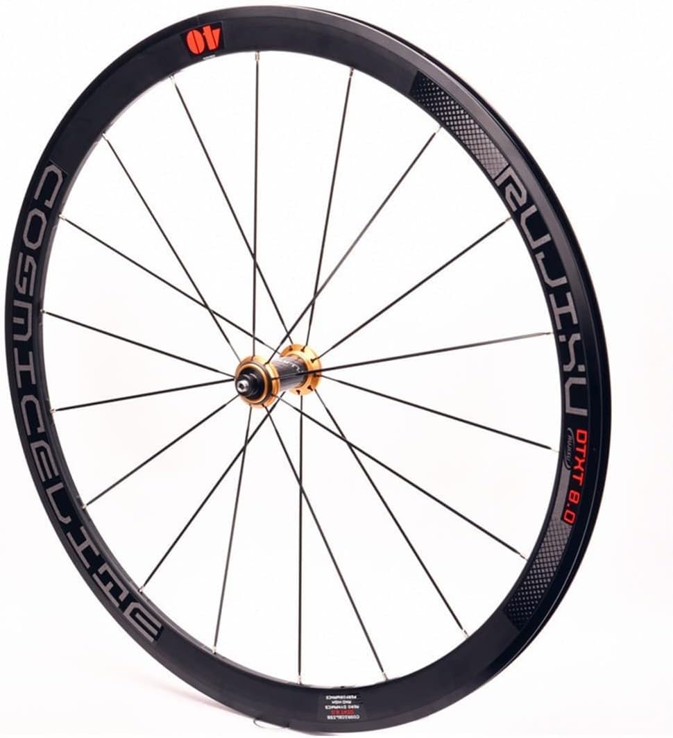 Rueda Delantera Y Trasera De Bicicleta 700C Juego De Ruedas De Bicicleta De Carretera De Carbono con Cubierta De 40 Mm De Profundidad Llanta De Freno V/C Rodamiento Sellado