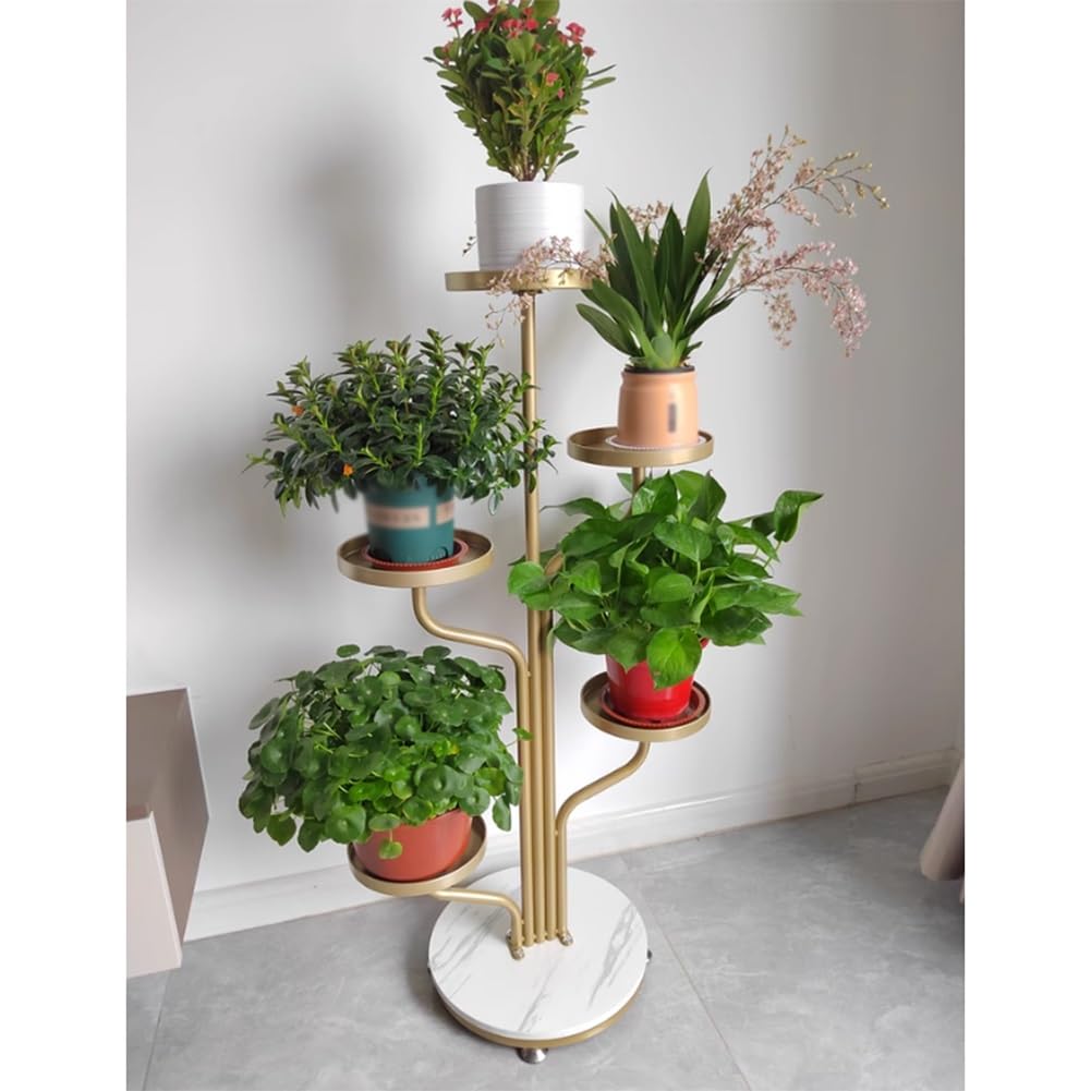 Generisch 5-Tier Metal Plant Stand - Sturdy Vertical Flower Shelf for Indoor/Outdoor Use, Elegant Gold Finish, Ideal for Patio, Balcony, Garden, Home & Office Decor Solutions