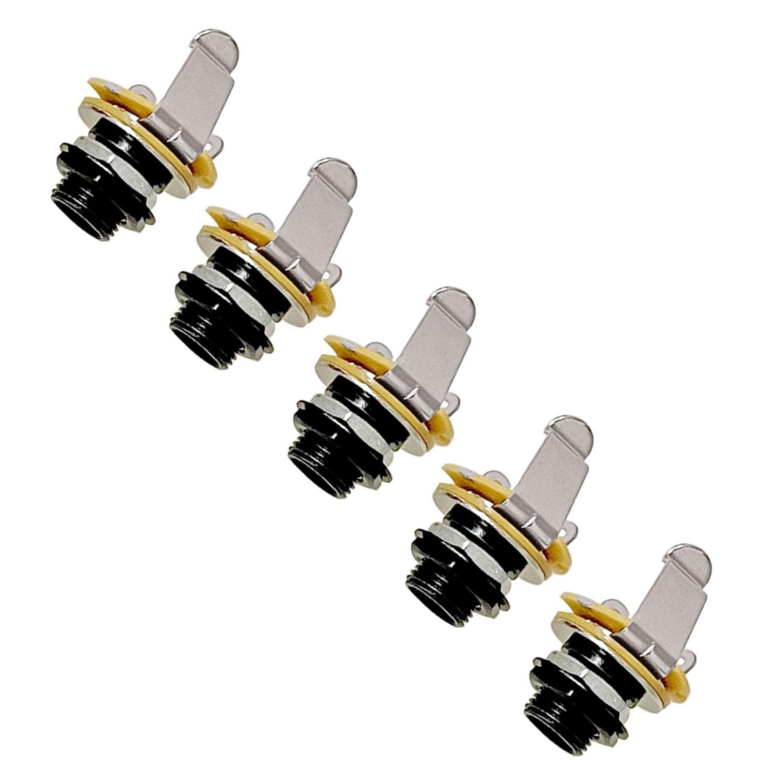 Hsyzygian 5pack Plated Brass Guitar Output Jacks Nut Washers Guitars Input Jacks Hardware for 6.35mm Port Signals Stability Guitar Nut