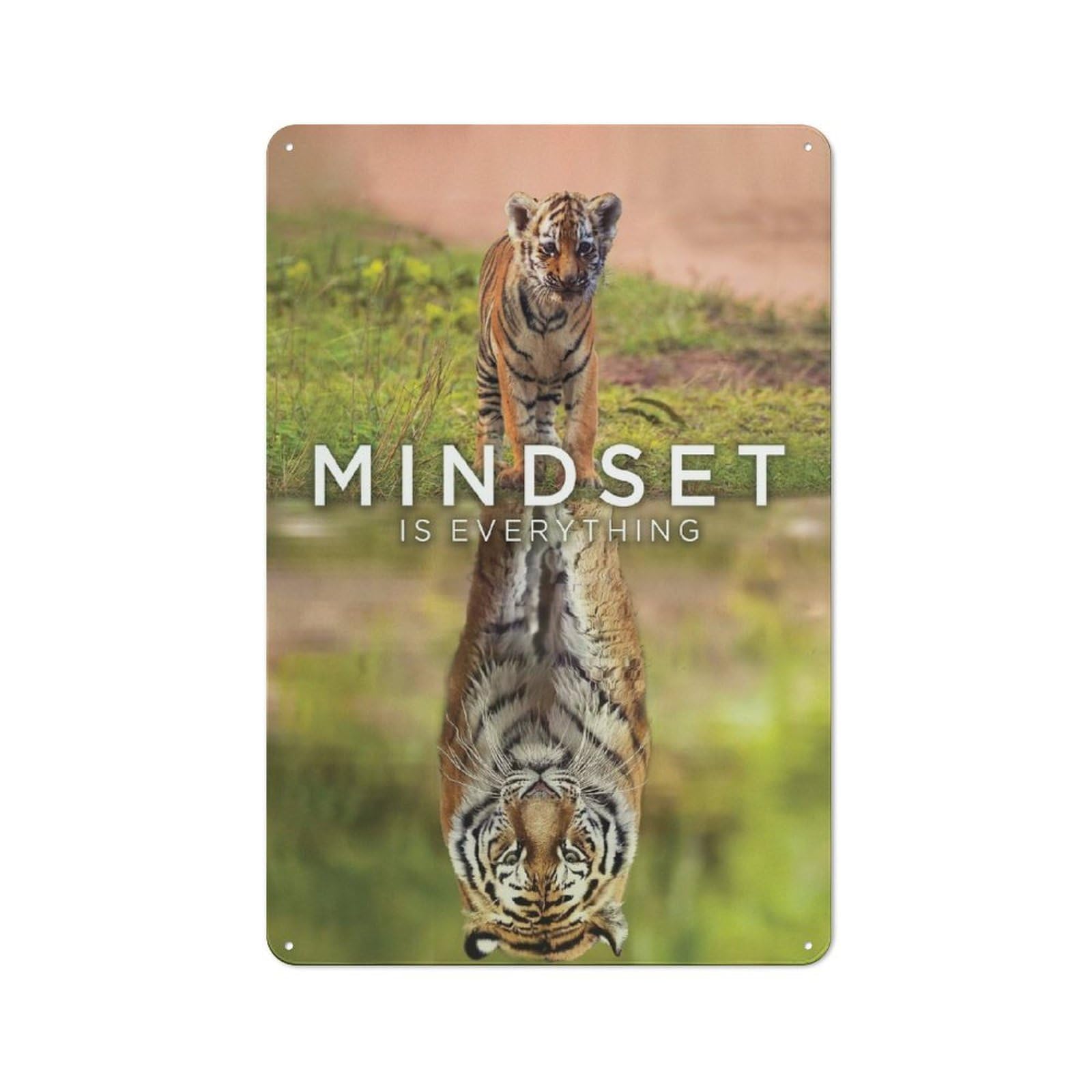 Junmoney Style Mindset Tiger Motivaiton Rustic Metal Sign 30X20cm For Garden Room Or Summerhouse, For Themed Interiors In Garden Rooms And Summerhouses