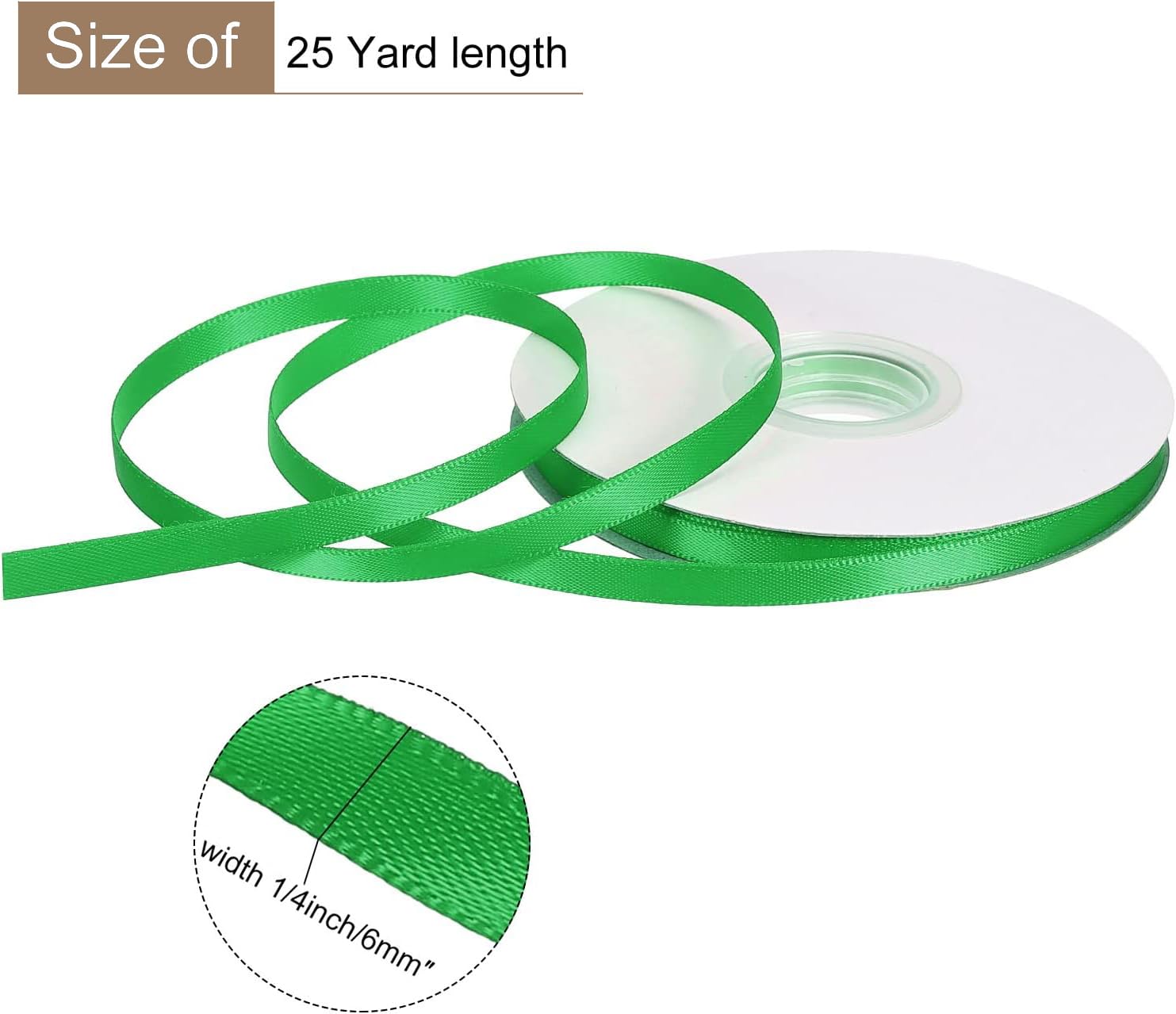 TOP-VIGOR 6mm 25 Yard Satin Ribbon, Single Sided Grosgrain Thin Solid Silk Ribbon - Image 2