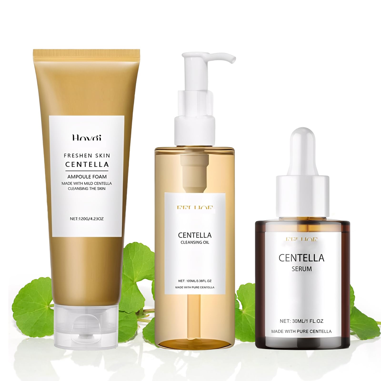 3 Pezzi Centella Skincare Kit, Centella Cleansing Oil, Centella Detergente Viso, Centella Siero Viso, Madagascar Centella Skincare, Idratante, Riduce i Pori, Adatto a Tutti i Tipi di Pelle