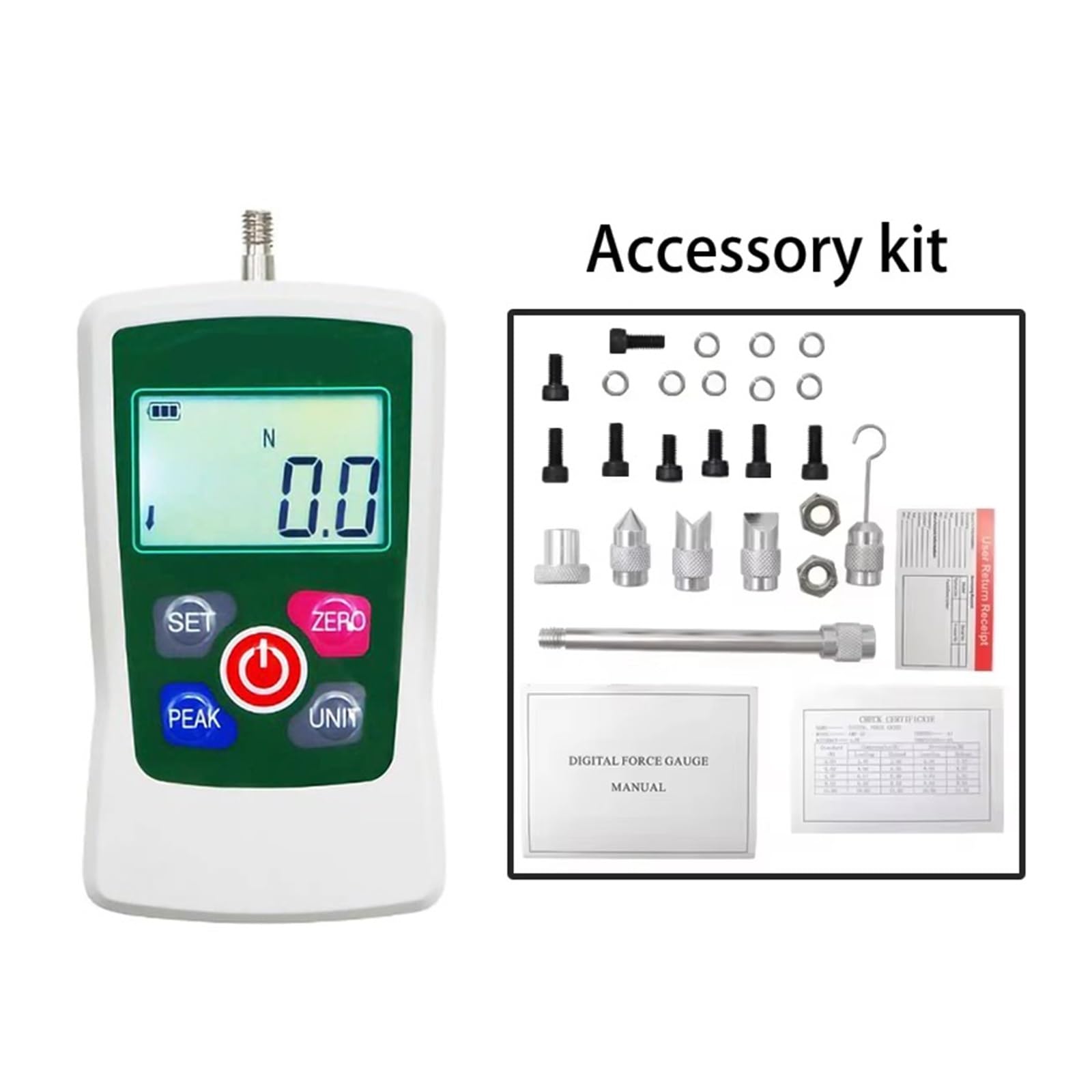 5N/300N/500N Digitales Kraftmessgerät, hochpräzises Push-Pull-Messgerät for Zug- und Druckprüfungen (N, kg, lb, oz) mit Hintergrundbeleuchtung(20N)