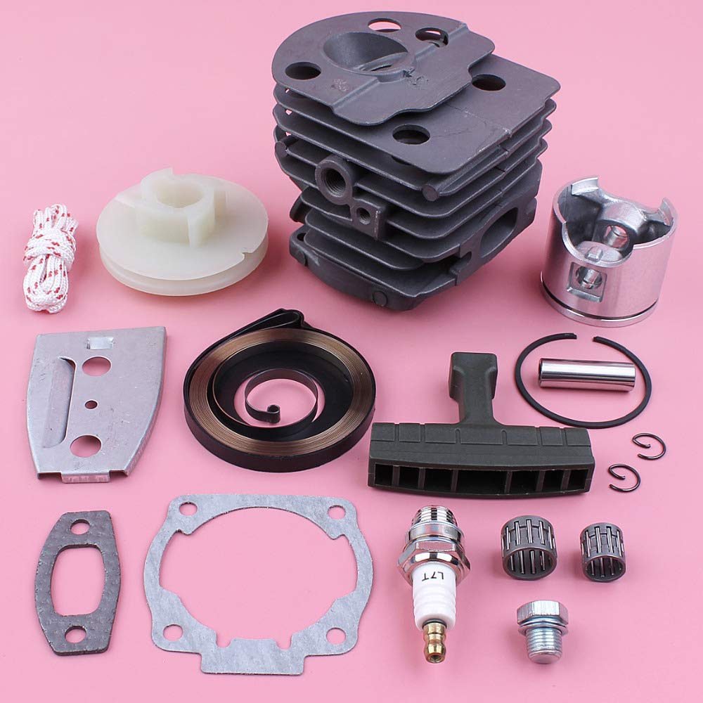 Kit de pistón de Cilindro de 46 mm, polea de Arranque de Retroceso, Resorte, Mango, Cuerda de Agarre, Apto for Motosierra 55 51, Repuesto