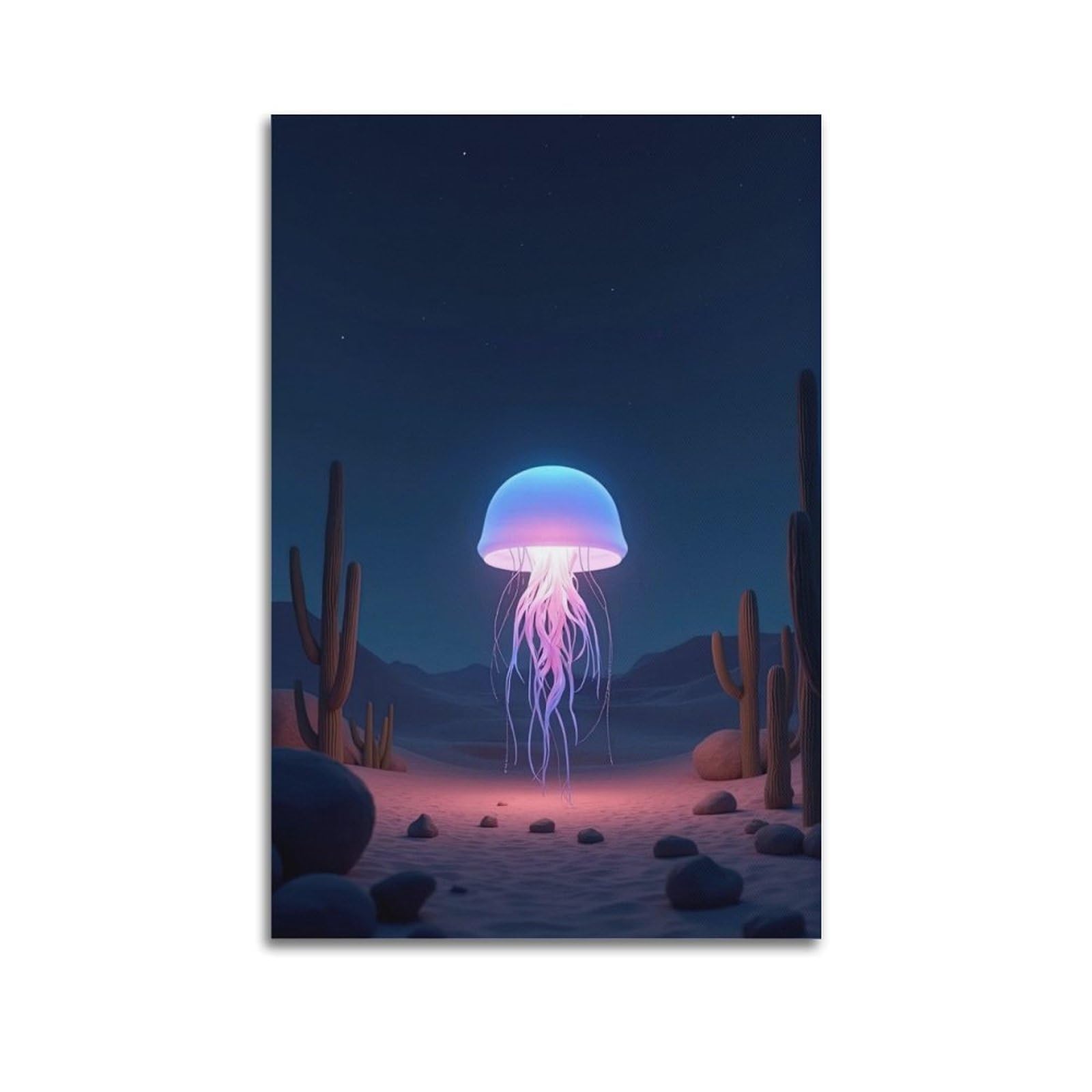 MJZLQN Marine Animal Poster Glowing Pink Jellyfish Poster Decorative Painting Canvas Wall Posters And Art Picture Print Modern Family Bedroom Decor Posters 20x30inch(50x75cm)
